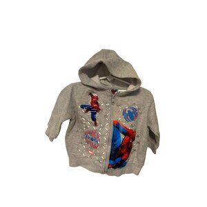 Spiderman Boys Infant Baby 18 months Gray Hoodie Sweatshirt Jacket Graphic Marve